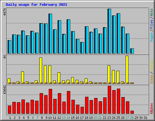 Daily usage for February 2021